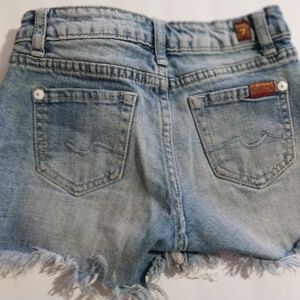 7 For All Mankind Size 7 Girls Light Blue Frayed Hem Denim Shorts